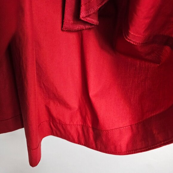 Weekend Max Mara Dress 0 Faiti Cherry Red Cotton A-Line Pockets Belt Zipper FLAW - Picture 7 of 16